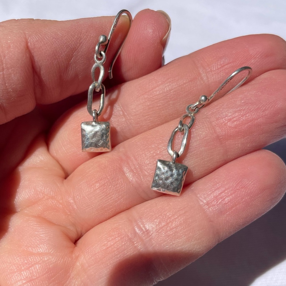 Retired SILPADA Petite Hammered Sterling Pillow Dangle Earrings